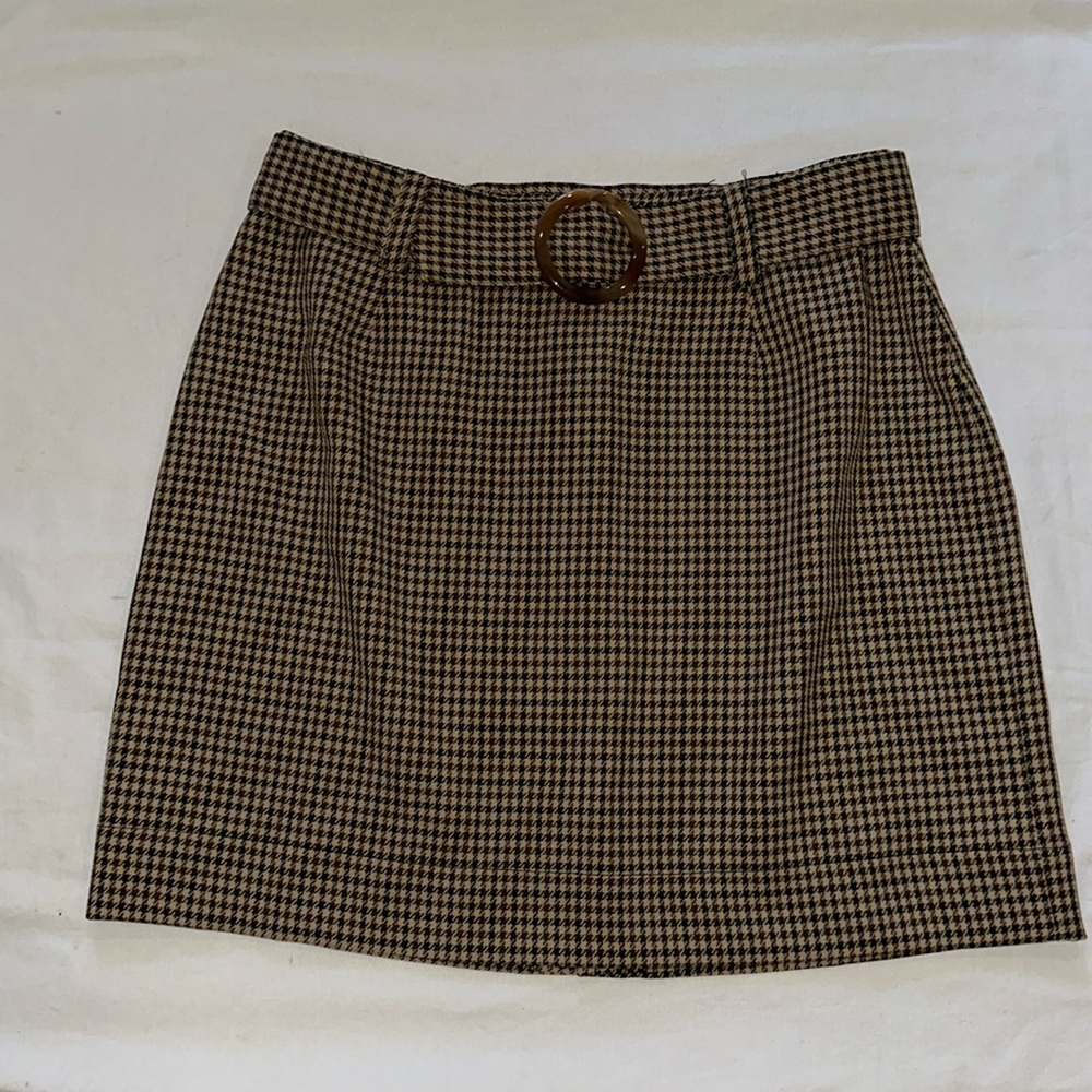Pieces Brown Plaid Mini Skirt